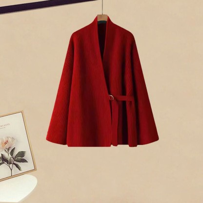 Strickcardigan-Kleid passendes Outfit - Red Cardigan - XL - image 5