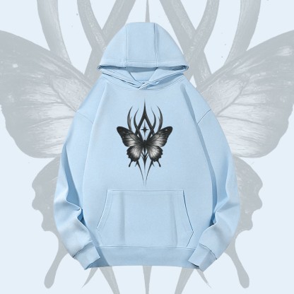 MODAKAWA Gothic Butterfly Graphic Heavyweight Hoodie - Blue - 2XL - image 4
