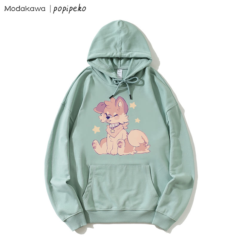MODAKAWA X popipeko Lockerer Hoodie mit Welpen-Print - Green - 5XL - image 3