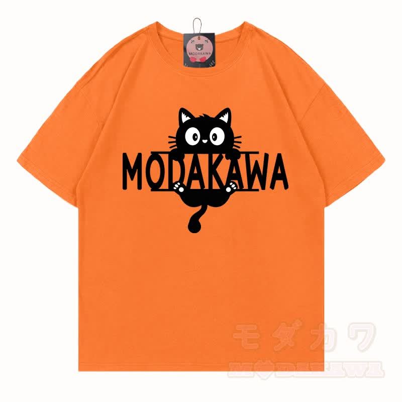MODAKAWA MEW Niedliches Kätzchen-Motiv T-Shirt aus 100 % Baumwolle - Orange - 5XL - image 11