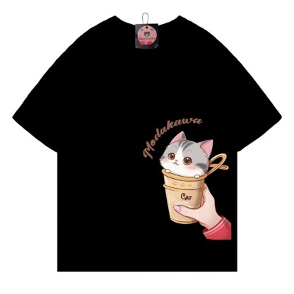 Cup Kitty Letter Print MODAKAWA T-Shirt - Black - 5XL - image 5