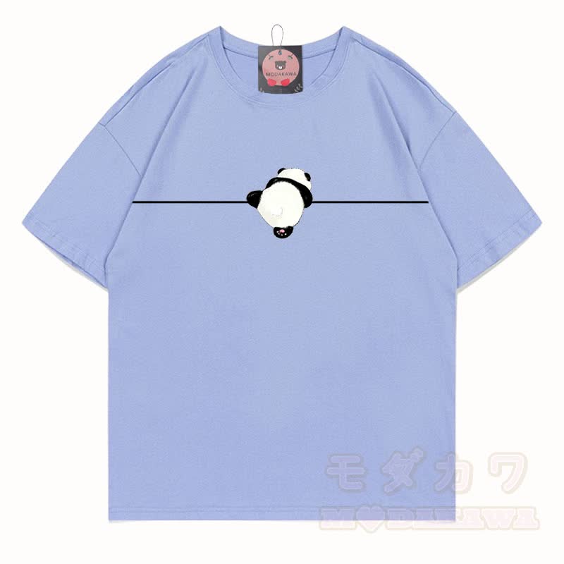 MODAKAWA Panda Grafik T-Shirt aus 100 % Baumwolle - Dunstblau - 5XL - image 10
