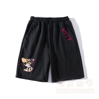 Sad Kitty Grafik Dunkle Ästhetische Shorts - Schwarz - 5XL - image 4