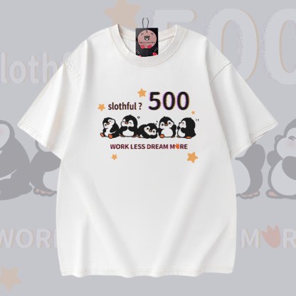 Faulpelz 500 Pinguin Grafik Modakawa Vintage gewaschenes T-Shirt aus 100% Baumwolle - White - 5XL - image 3