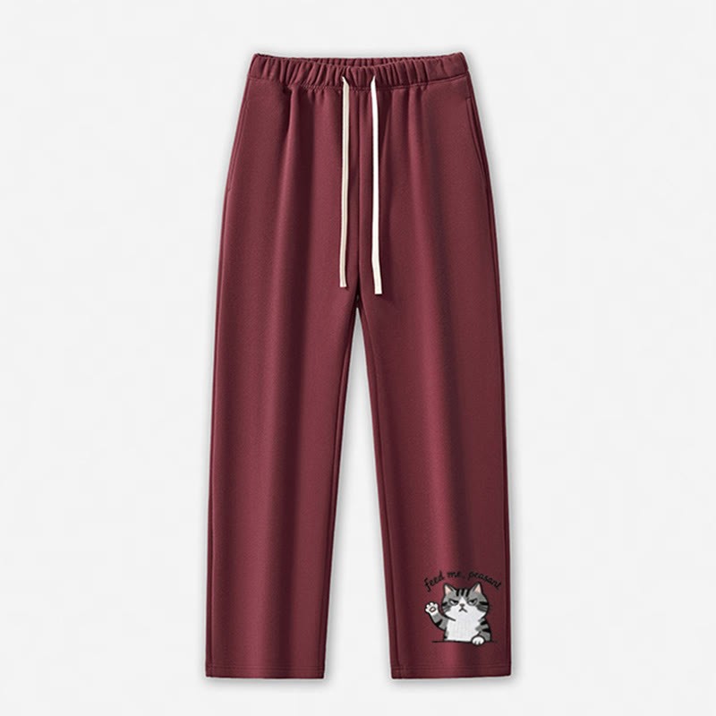 FÜTTER MICH, BAUER! Freizeithose mit Katzenpfoten-Motiv - Dark Red - 5XL - image 8