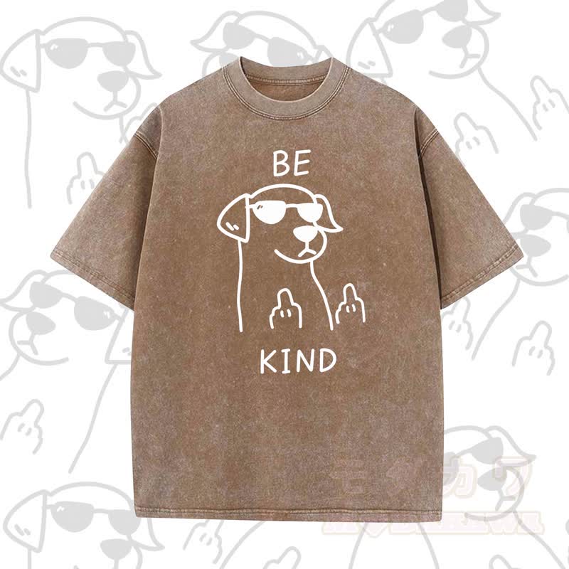 MODAKAWA BE KIND Cooles Kurzarm-T-Shirt mit Hundeprint - Brown B - 5XL - image 12