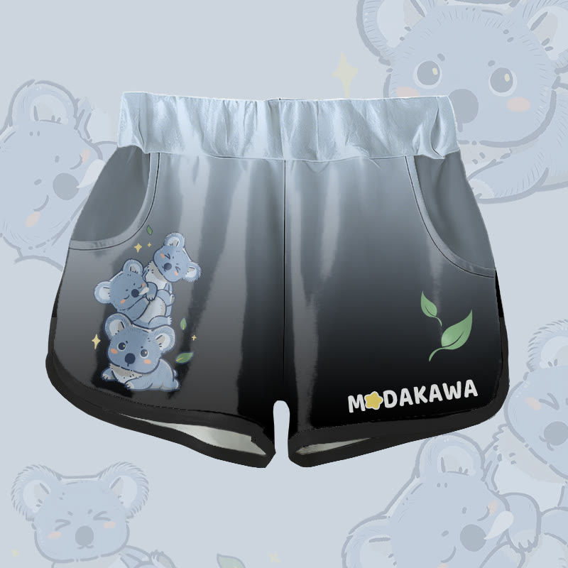 Modakawa Gradient Shorts mit Koala-Blatt-Grafik - Blue & Black - 5XL - image 2