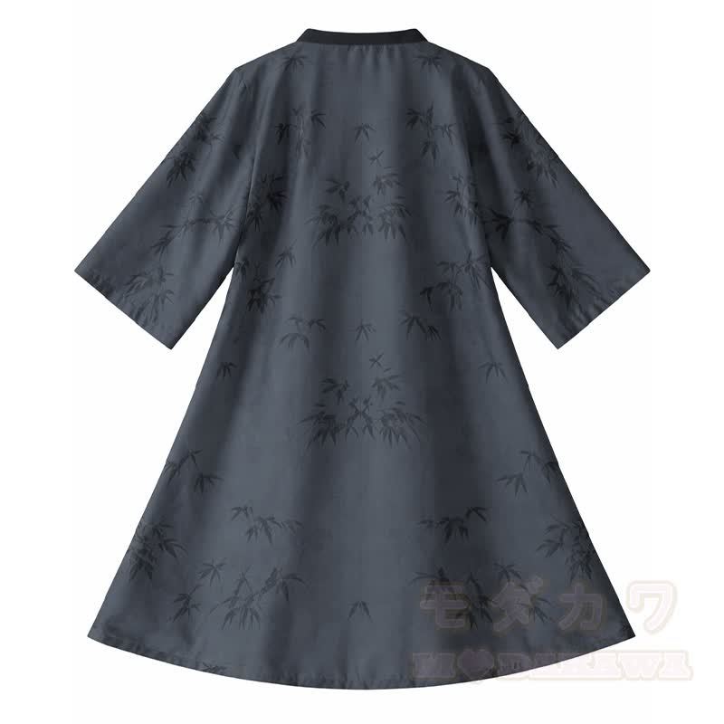 Vintage-Tintenmuster-Top, transparenter Morgenmantel, Faltenrock, passendes Outfit - Schwarzer Umhang - XL - image 3