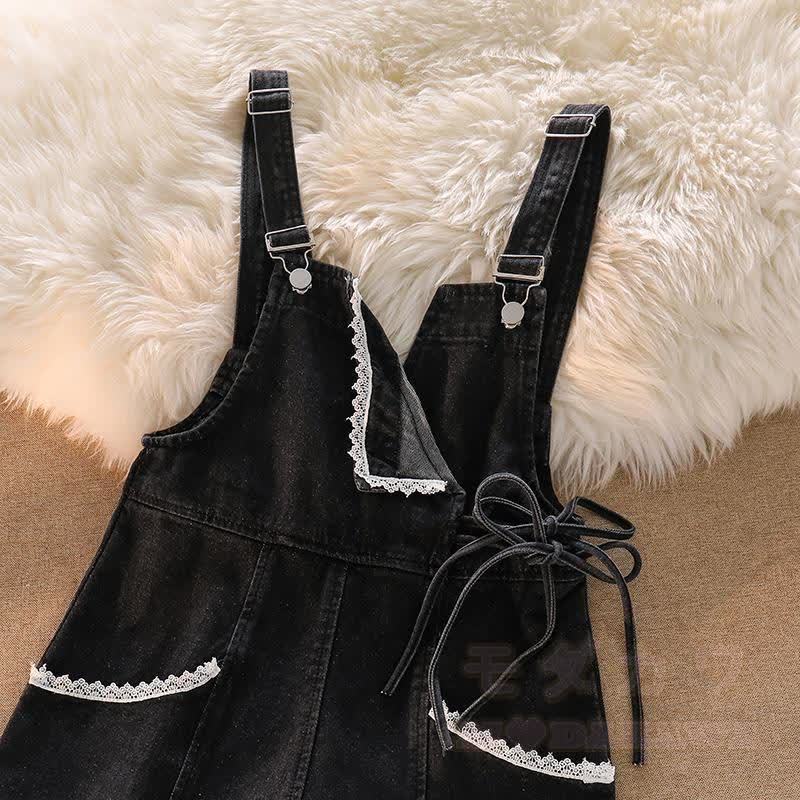 Niedliches Set aus Hoodie und Jeans-Latzhose mit Fuchspfotenabdruck (zweiteilig) - image 8
