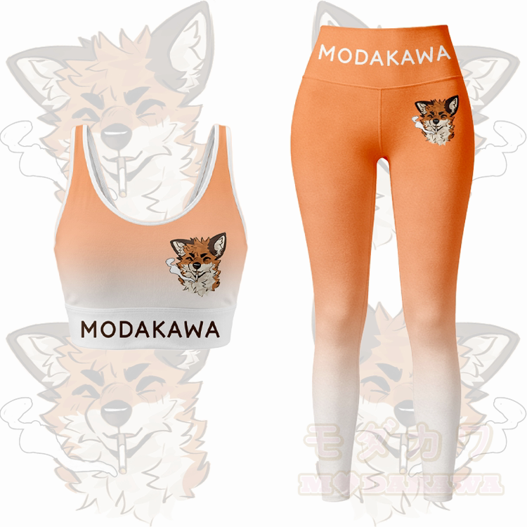 MODAKAWA X atka Smoking Fox Sport-BH-Top mit Farbverlauf und passender Leggings - Orange Set - 5XL - image 11