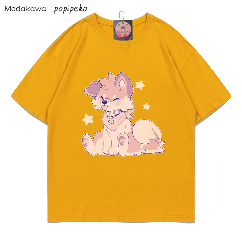 MODAKAWA X popipeko Welpenprint T-Shirt - Dark Yellow - 5XL - image 6