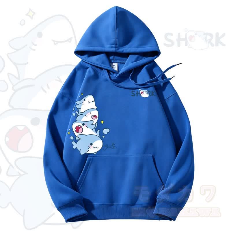 MODAKAWA Kapuzenpullover mit niedlichem Hai-Motiv und Fleece-Futter - Blau - 3XL - image 11
