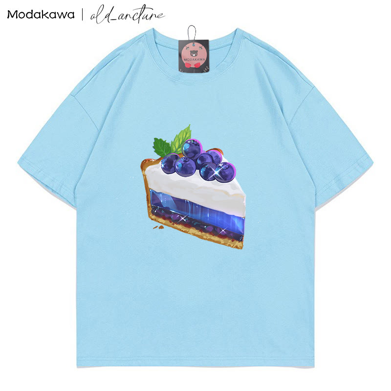 MODAKAWA X old_arcture Blueberry Cake Letter Print T-Shirt - Blue - 5XL - image 3