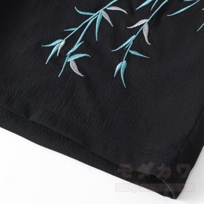 Bambusbesticktes Hemd mit Knopfleiste und Shorts - image 9