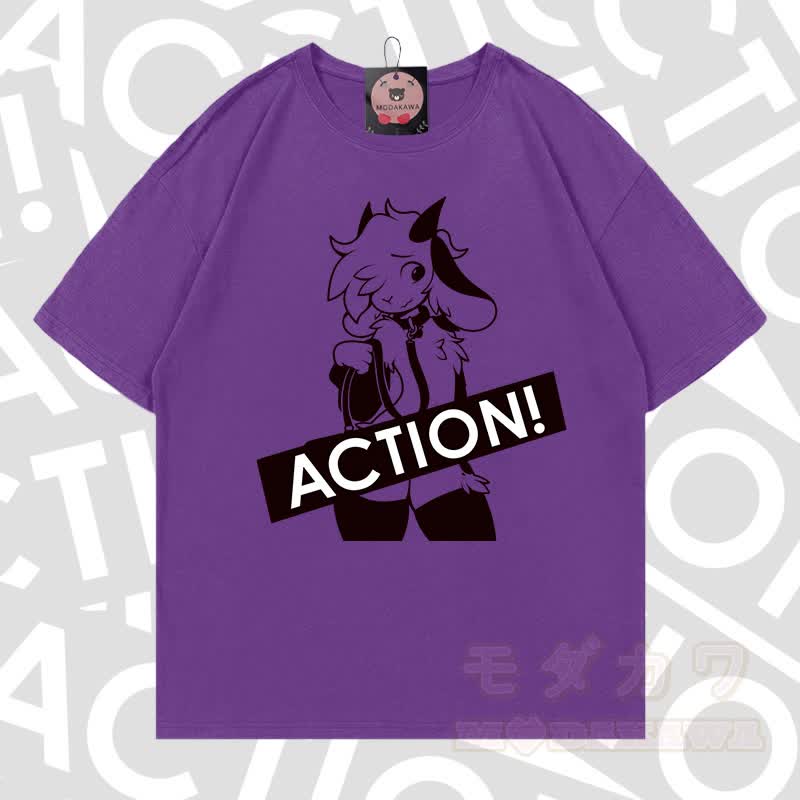 MODAKAWA X zarckets ACTION Goat Graphic 100% Baumwoll-T-Shirt - Lila - 5XL - image 20