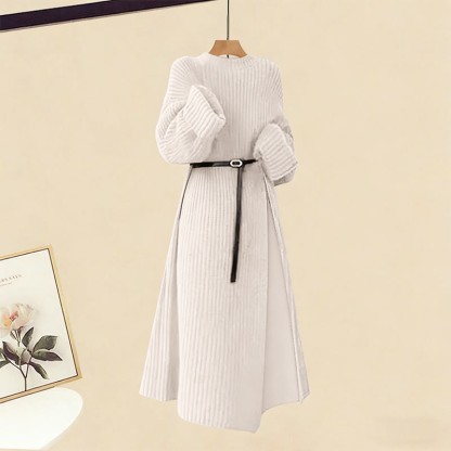 Gürtel, Strickpulloverkleid, weit geschnittene Hose, passender Rock - Sweater Dress - XL - image 2