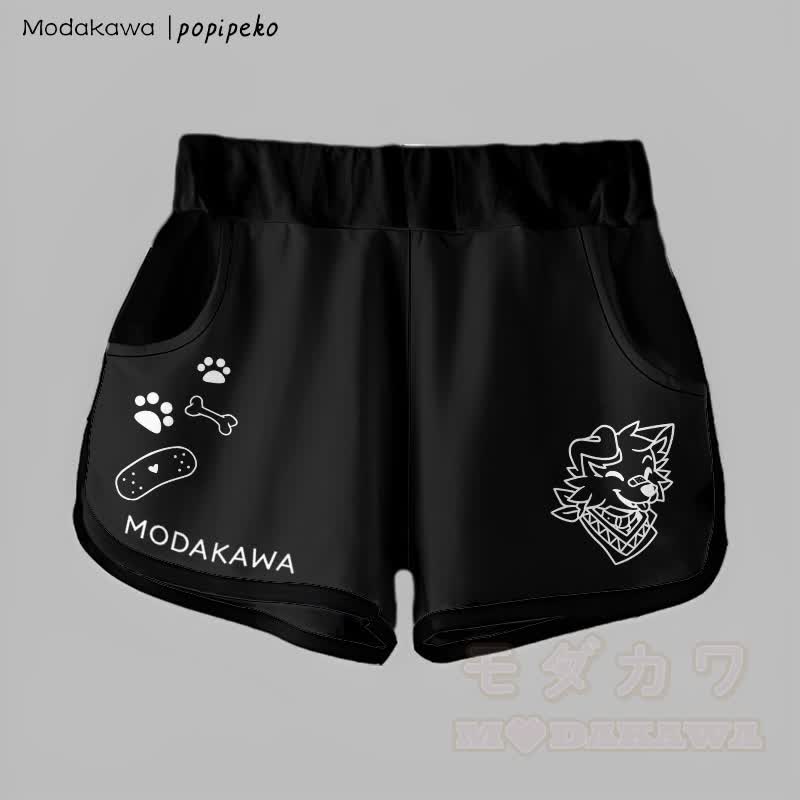 MODAKAWA X popipeko Gradient Smiling Puppy Graphic Shorts - Schwarz - 5XL - image 7