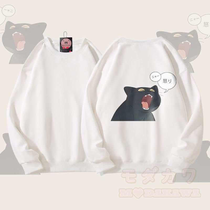 MODAKAWA Unisex-Sweatshirt mit wütender schwarzer Katze - Weiß - 5XL - image 3