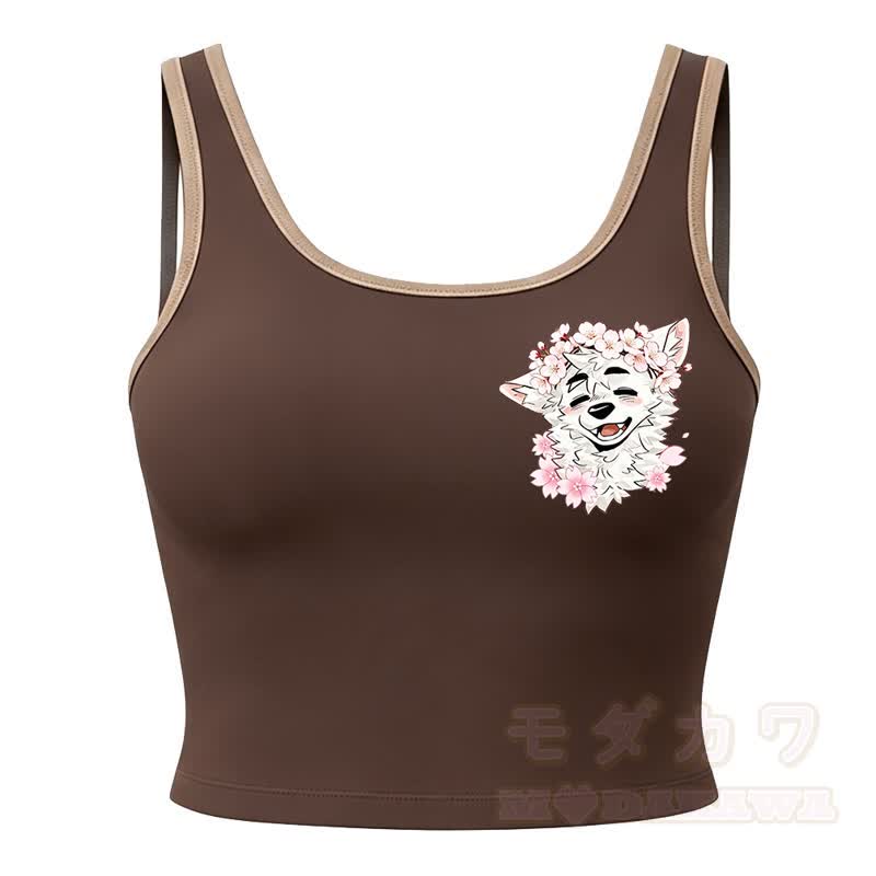 MODAKAWA X atka Wolf Print Cami Top Split Skort Zweiteiliges Set - Kaffee-Top - 2XL - image 13