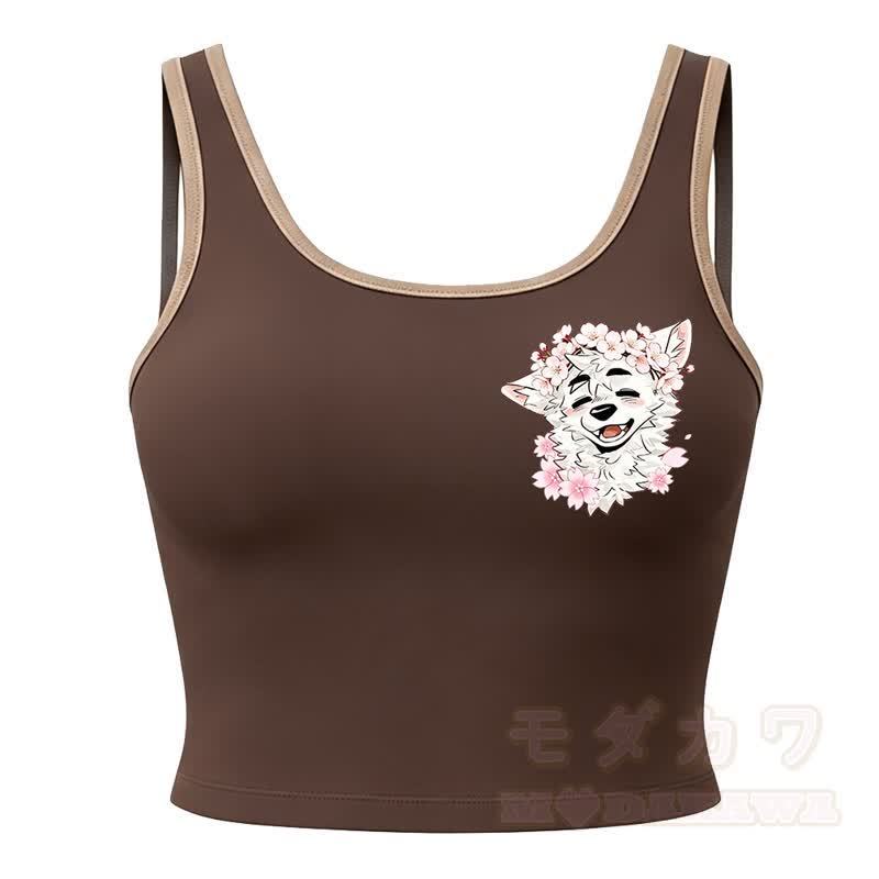 MODAKAWA X atka Wolf Print Cami Top Split Skort Zweiteiliges Set - Kaffee-Top - 2XL - image 13