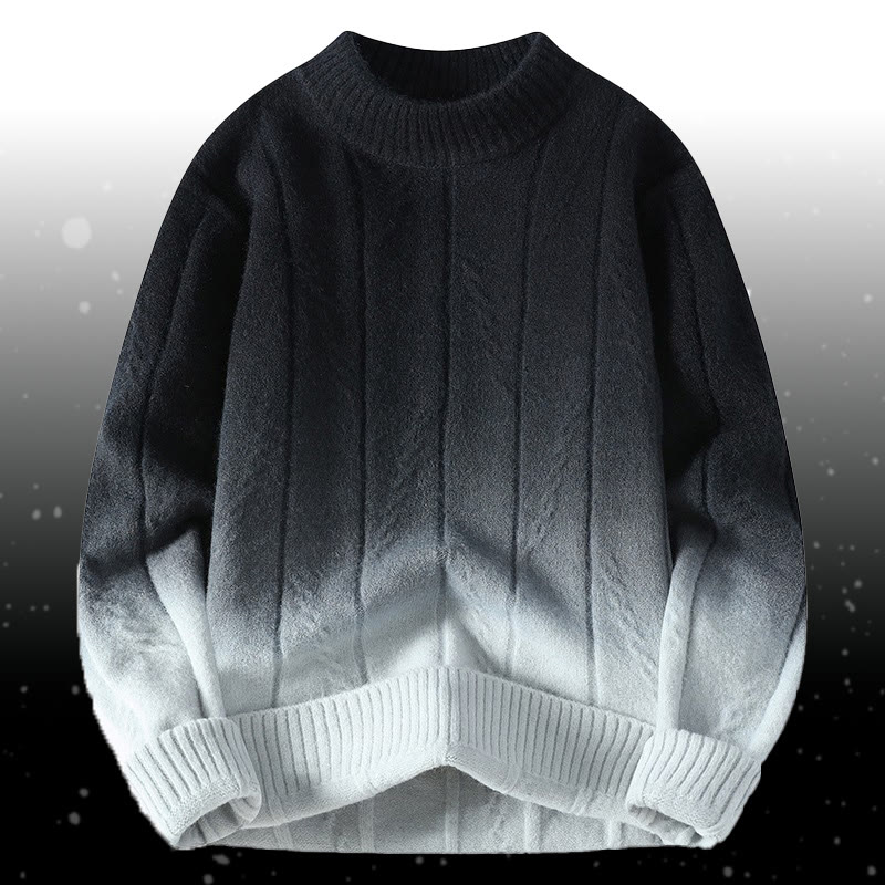 Zweiteiliger Strickpullover mit Farbverlauf und Taschen - Grey Sweater - 4XL - image 8