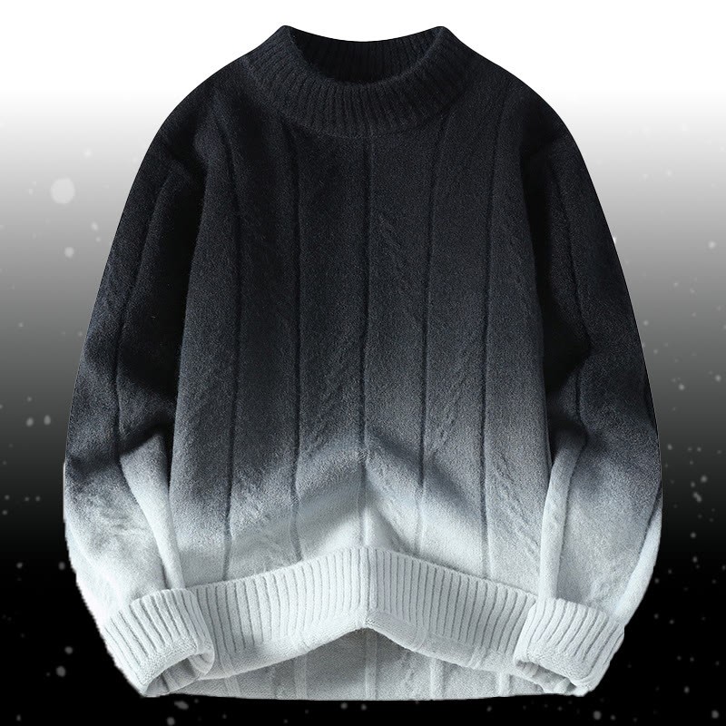 Zweiteiliger Strickpullover mit Farbverlauf und Taschen - Grey Sweater - 4XL - image 8