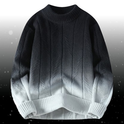 Zweiteiliger Strickpullover mit Farbverlauf und Taschen - Grey Sweater - 4XL - image 8