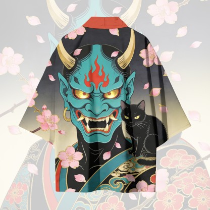 Prajna Cat Graphic Modakawa Cardigan Kimono Oberbekleidung - image 3