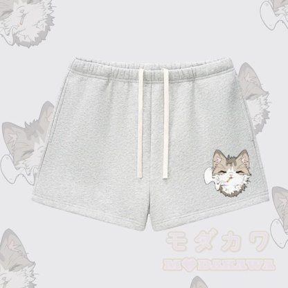 MODAKAWA Shorts mit Raucherkatzen-Motiv, dick gefüttert mit Fleece - Grau - L - image 6