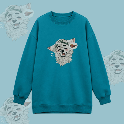  MODAKAWA X atka Fox Graphic Oversized Crewneck Sweatshirt - Blue - 3XL - image 3