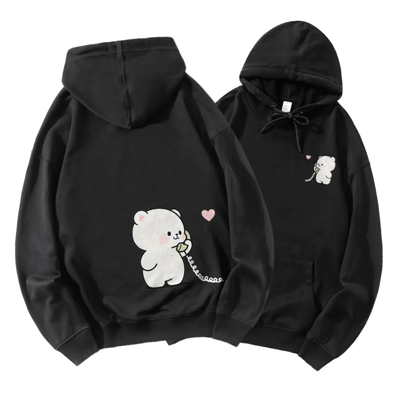 Bär und Hase telefonieren – Partner-Hoodie mit Grafik – Partnerlook - Black A - 5XL - image 12