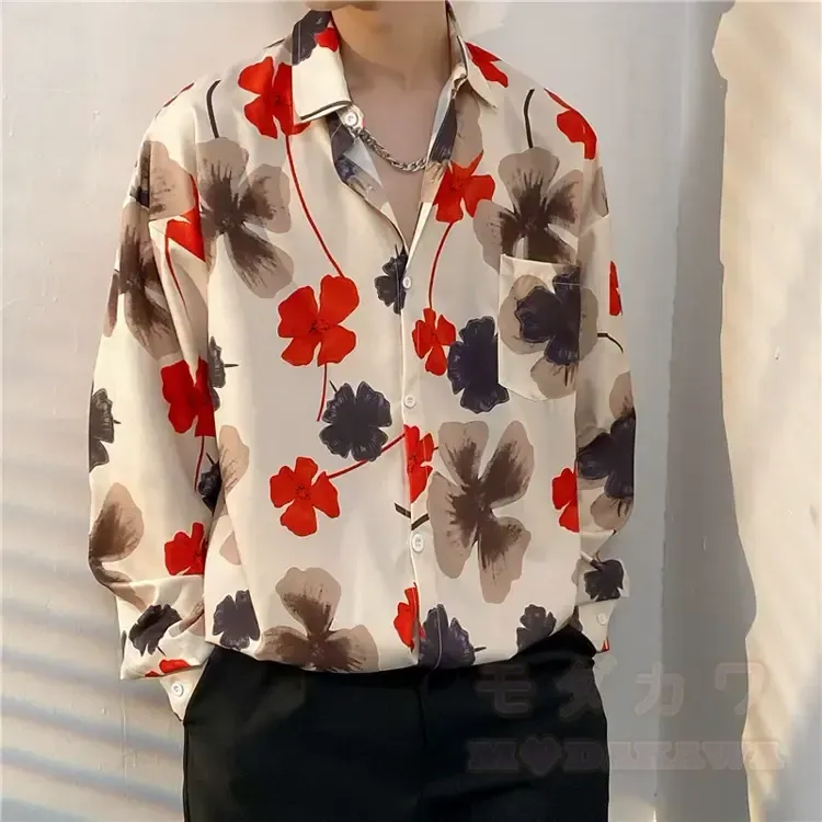 Herren-Langarmhemd mit Vintage-Print und Knopfleiste - Mehrfarbiger AJ - 3XL - image 37