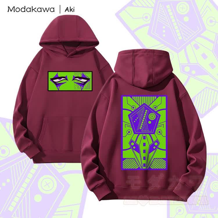 MODAKAWA X Aki Cyberpunk Neon Eye Graphic Heavyweight Hoodie - Rot - 2XL - image 5