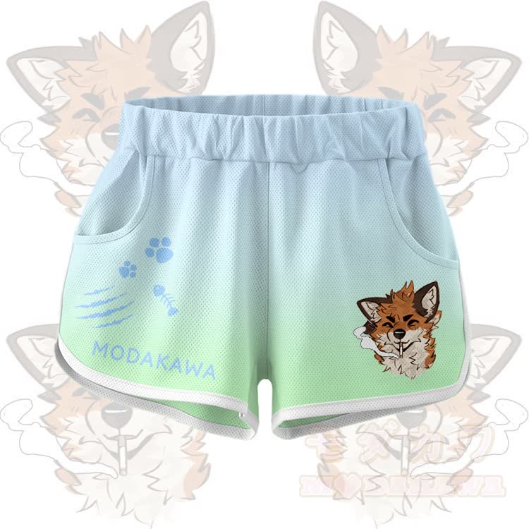 MODAKAWA X atka Smoking Fox Graphic Crop Tank Tank Sport Top Shorts Bikini Matching Outfit - Grüne Shorts - 5XL - image 7