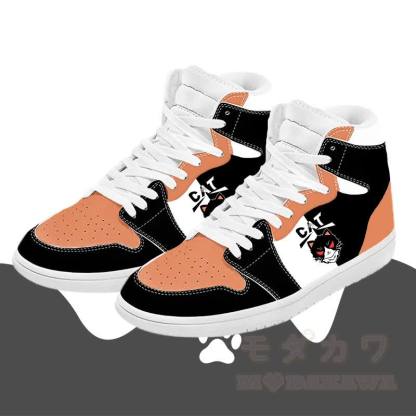 MODAKAWA Black Cat Graphic Farben Block High Top Canvas Schuhe - Orange - 48 - image 3