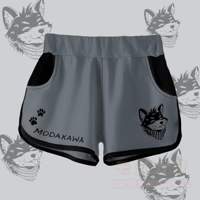 MODAKAWA Gradient Tongue-Out Koda Graphic Shorts - Dunkelgrau - 5XL - image 5