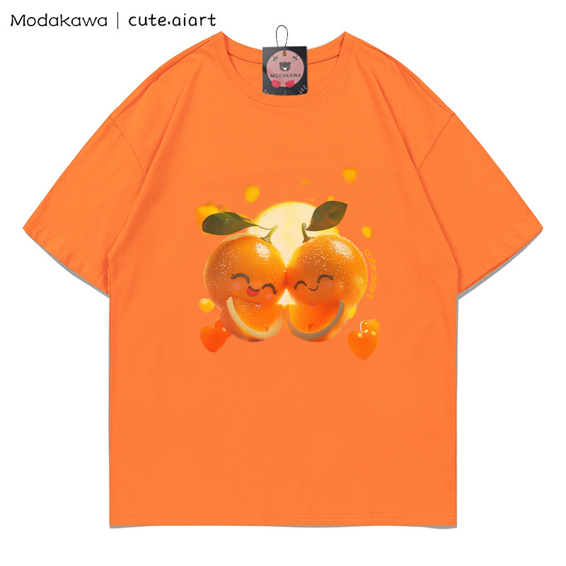 T-Shirt mit dem Aufdruck „Zwei kuschelnde Orangen“ - Orange - 5XL - image 3