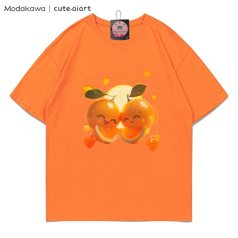 T-Shirt mit dem Aufdruck „Zwei kuschelnde Orangen“ - Orange - 5XL - image 3