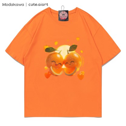 T-Shirt mit dem Aufdruck „Zwei kuschelnde Orangen“ - Orange - 5XL - image 3