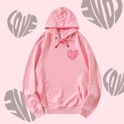 MODAKAWA LOVE Herz-Grafik Streetwear Pullover Hoodie - Pink - 5XL - image 2