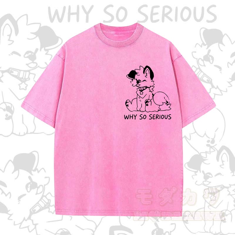 MODAKAWA WHY SO SERIOUS Kurzarm-T-Shirt mit niedlichem Hunde-Print - Rosa - 5XL - image 5