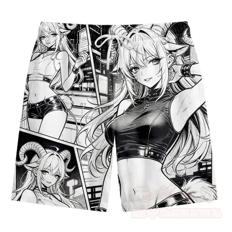 Modakawa-Shirt mit Anime-Print und passende Shorts - Schwarze Shorts - 5XL - image 12