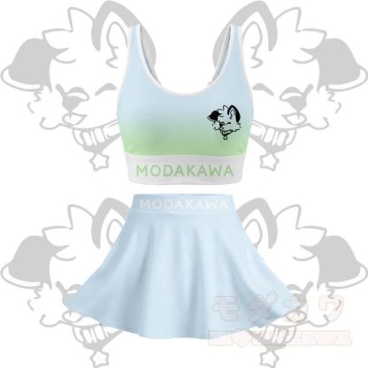 MODAKAWA X popipeko Puppy Graphic Modakawa Crop Tank Sport Top Skirt Matching Outfit - Blau & Grünes Set - 2XL - image 12