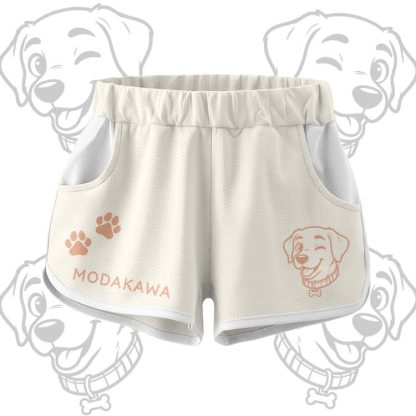 Happy Puppy Grafik-Crop-Tanktop, Sport-Top, Shorts, Bikini, Modakawa passendes Outfit - Beige Shorts - 5XL - image 8