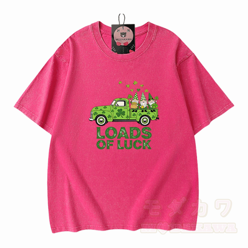 VIEL GLÜCK St. Pakrit's Day Grafik Modakawa Vintage gewaschenes T-Shirt aus 100% Baumwolle - Rosenrot - 5XL - image 5