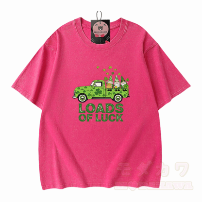 VIEL GLÜCK St. Pakrit's Day Grafik Modakawa Vintage gewaschenes T-Shirt aus 100% Baumwolle - Rosenrot - 5XL - image 5