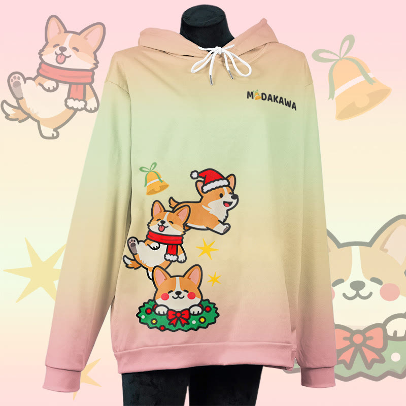 MODAKAWA Pullover-Hoodie mit Weihnachtswelpen-Motiv und Allover-Print - Pink&Yellow - 6XL - image 3
