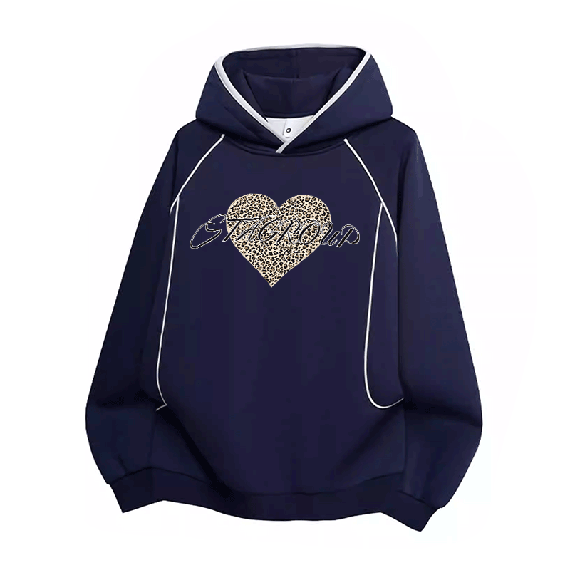 Modakawa Oversize-Pullover-Hoodie mit Leopardenherz-Grafik und Raglanärmeln - Purplish Blue - 3XL - image 4