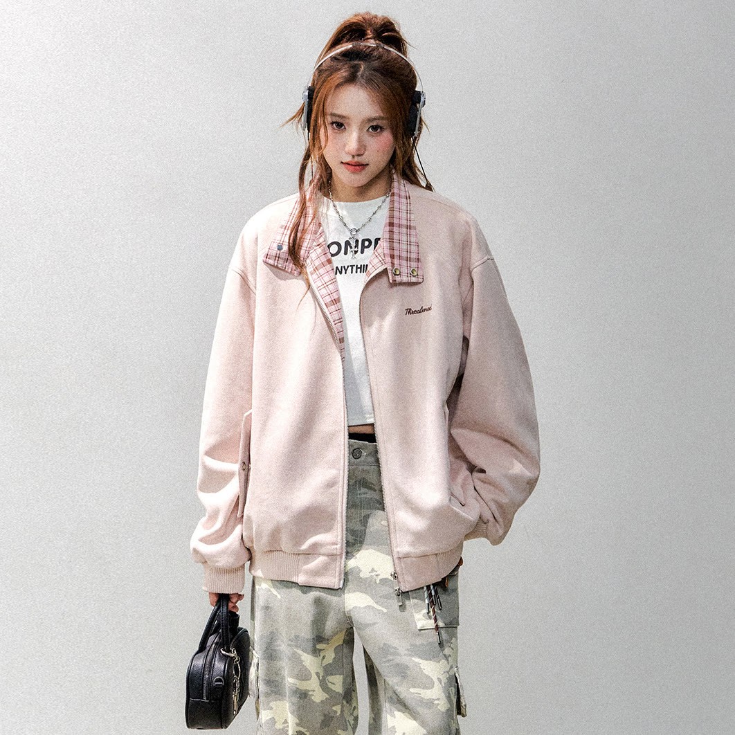 Zweiteiliges Set aus Vintage-Karojacke und Cargohose - Rosa Top - 2XL - image 8