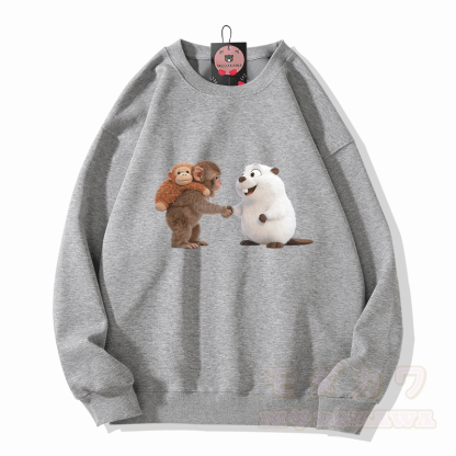 PUNCH Handshake Monkey Pufferfish Graphic Modakawa Sweatshirt - Grau - 5XL - image 4